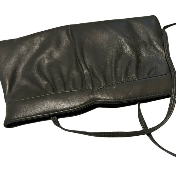 Vintage 1980s Ande Leather Clutch Shoulder Bag Gray - Picture 10 of 13